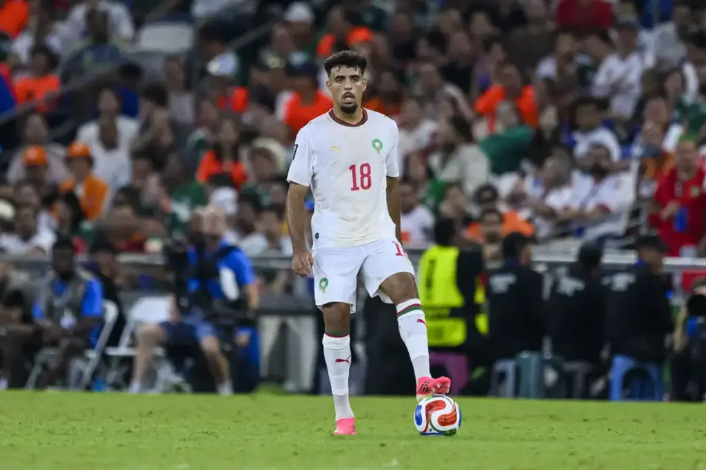 Chadi Riad playing for Morocco at the World Cup